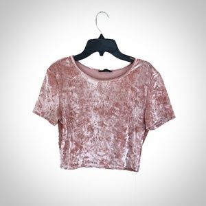 Shein Cropped Velvet Dusty Pink Shirt
